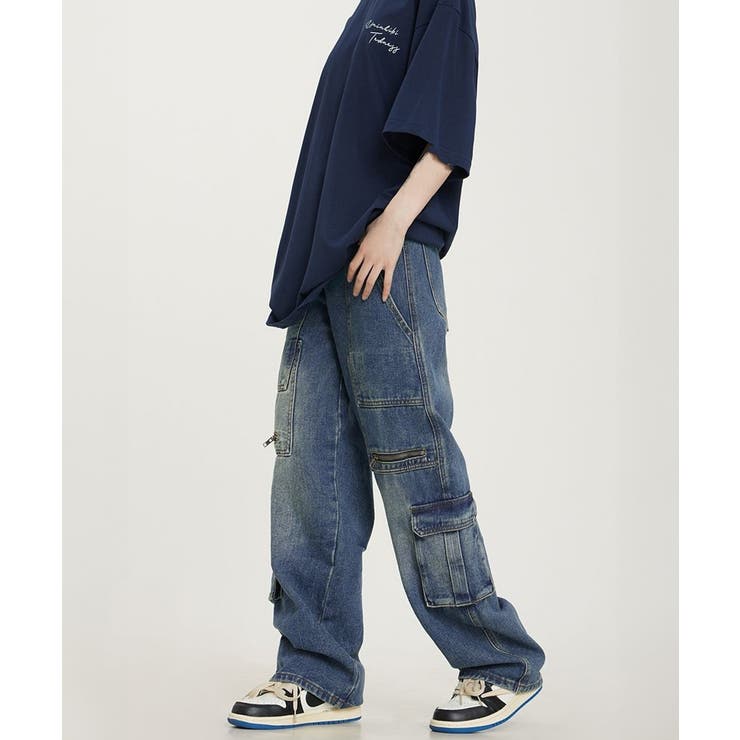 デニムカーゴパンツ 韓国風ワイドジーンズ | Miniministore | 詳細画像14 