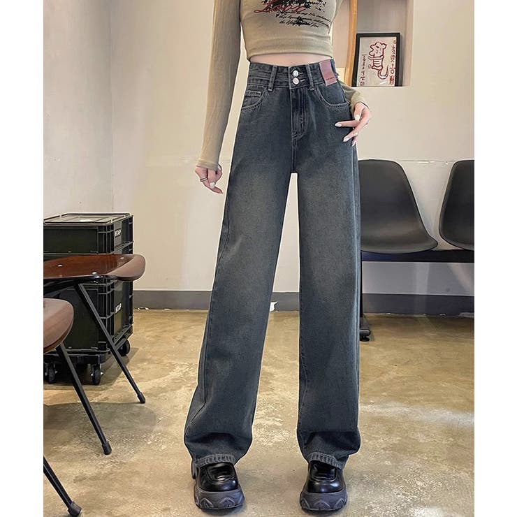 ハイウエスト デニムパンツ ダブルボタン | Miniministore | 詳細画像7 