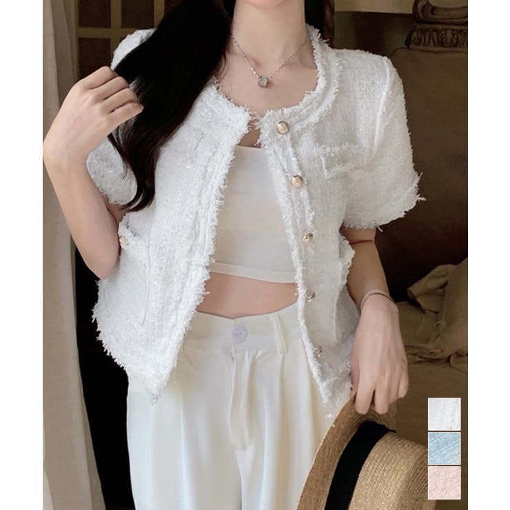 半袖ツイード風ジャケット レディース夏服 | Miniministore | 詳細画像1 