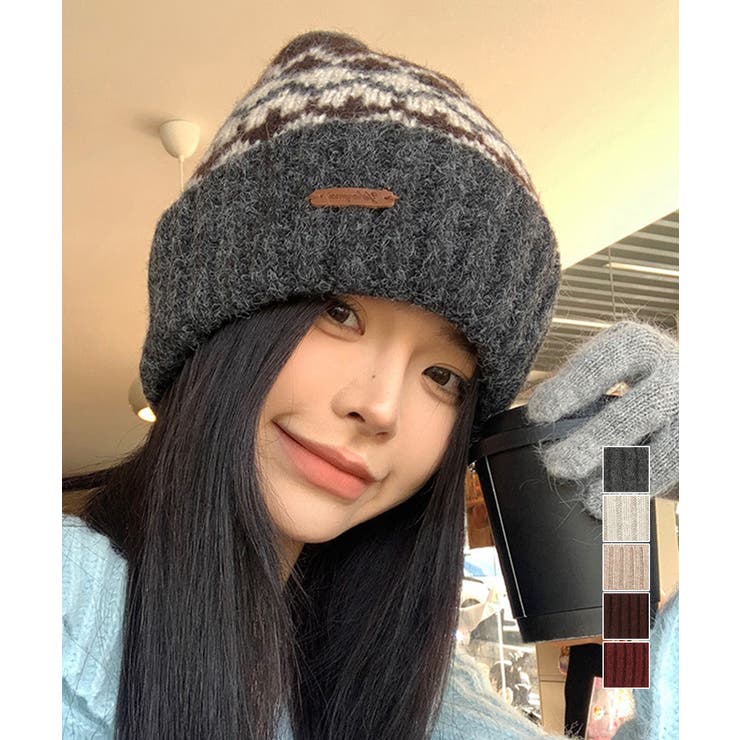 フェアアイル柄ニット帽防寒ニットキャップ | Miniministore | 詳細画像1 