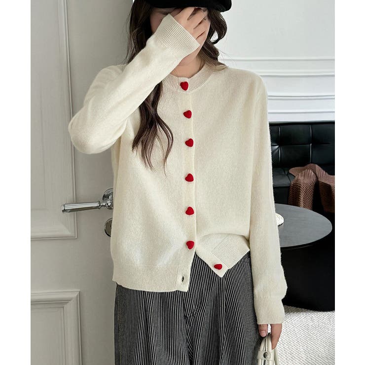 ハートボタンニットカーディガン秋冬韓国風 | Miniministore | 詳細画像6 