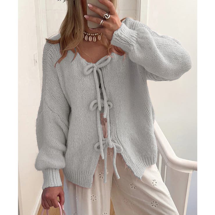 リボンカーディガン前後2WAYニット春秋 | Miniministore | 詳細画像2 