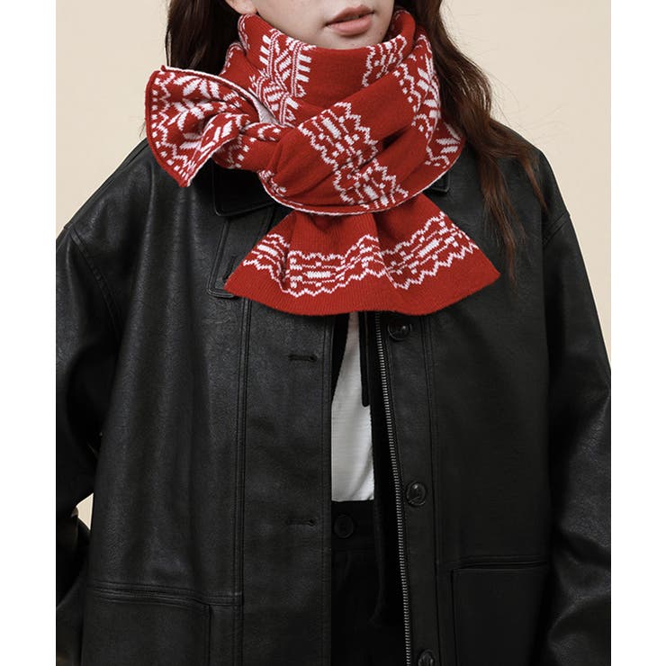 ノルディック柄ニットマフラー 肩掛け秋冬 | Miniministore | 詳細画像14 