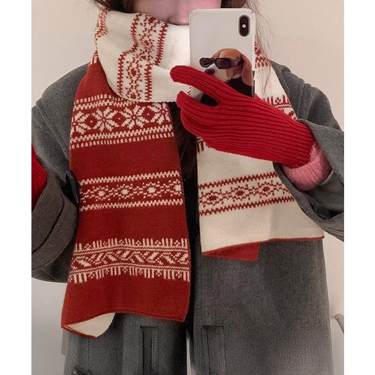 ノルディック柄ニットマフラー 肩掛け秋冬 | Miniministore | 詳細画像2 