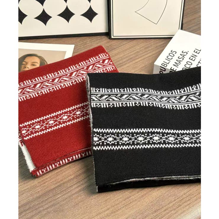 ノルディック柄ニットマフラー 肩掛け秋冬 | Miniministore | 詳細画像21 