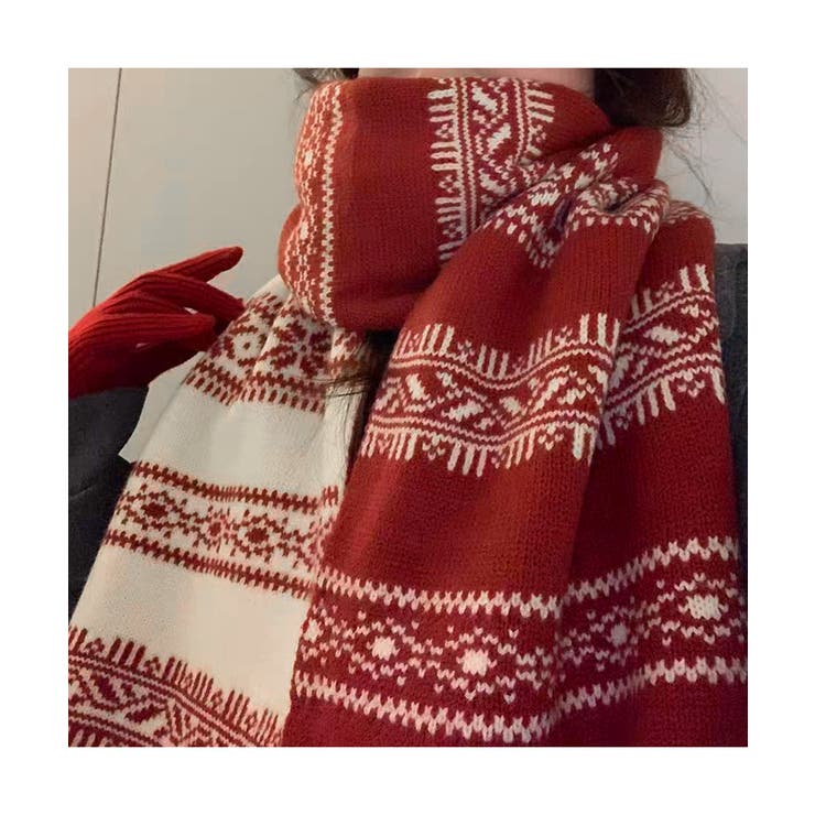 ノルディック柄ニットマフラー 肩掛け秋冬 | Miniministore | 詳細画像4 