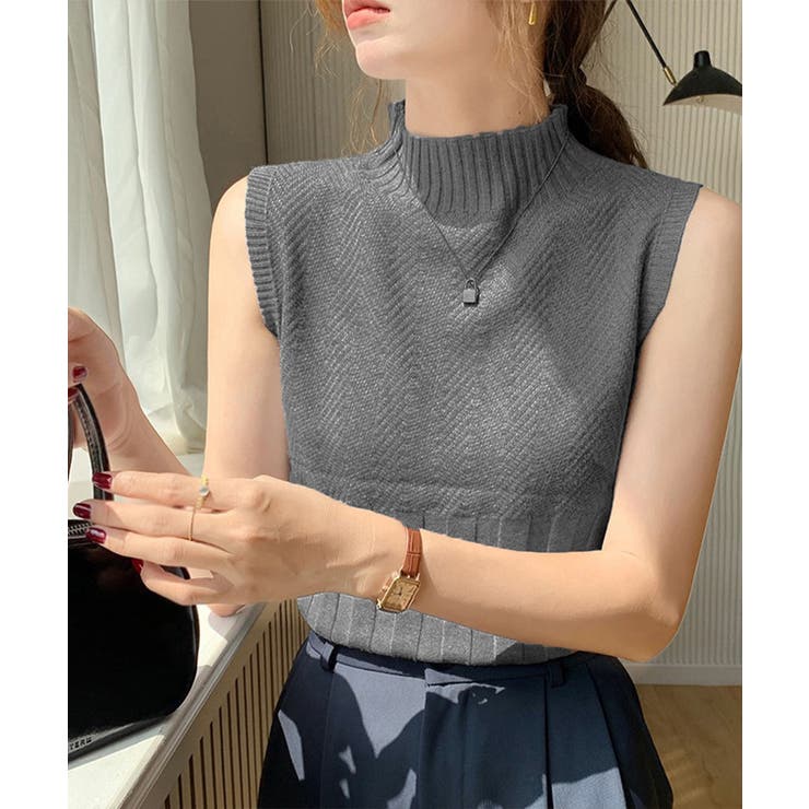 ノースリーブニット トップス ハイネック | Miniministore | 詳細画像7 