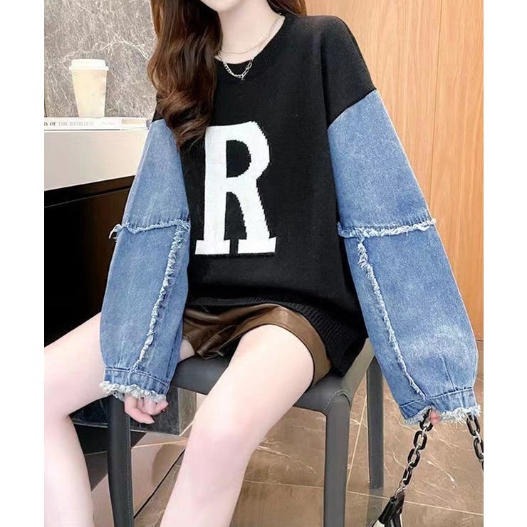 ドッキングニット デニムシャツ 切り替え | Miniministore | 詳細画像1 