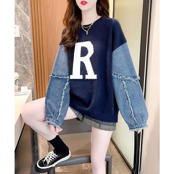 ドッキングニット デニムシャツ 切り替え | Miniministore | 詳細画像5 