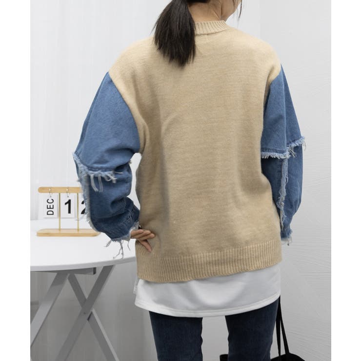 ドッキングニット デニムシャツ 切り替え | Miniministore | 詳細画像8 