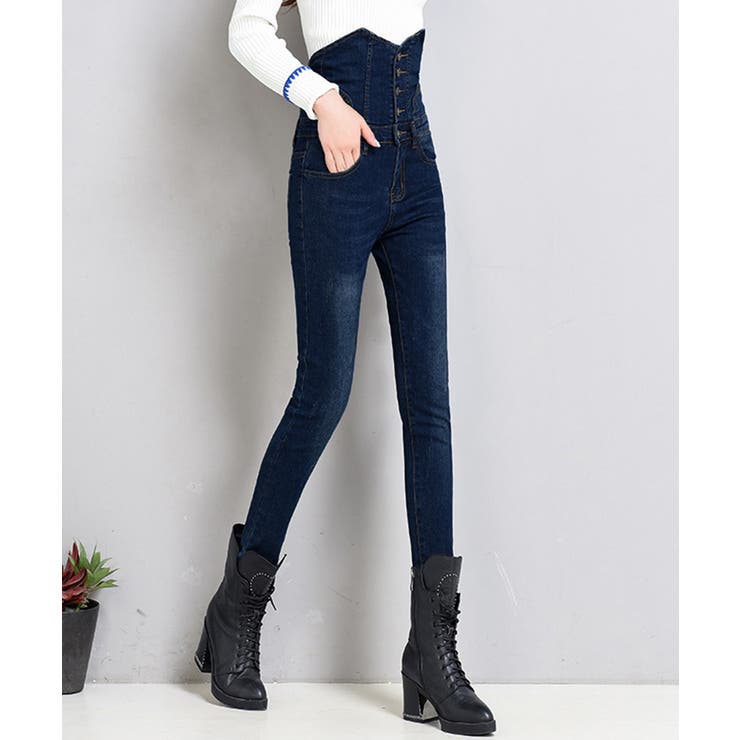 韓国デニム ハイウエスト スキニーパンツ | Miniministore | 詳細画像12 