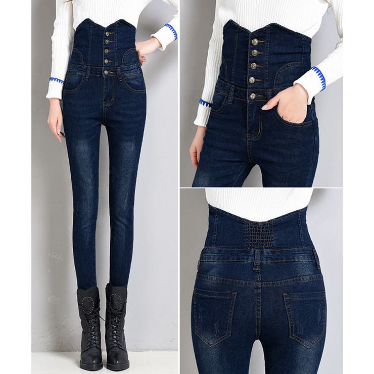 韓国デニム ハイウエスト スキニーパンツ | Miniministore | 詳細画像14 