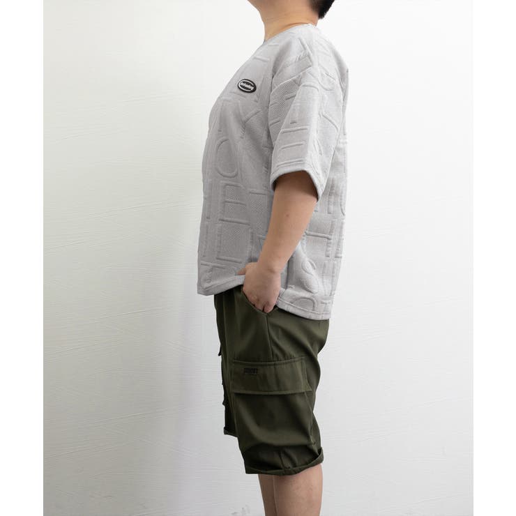 エンボス加工ロゴtシャツ メンズ 韓国風[品番：II000011742