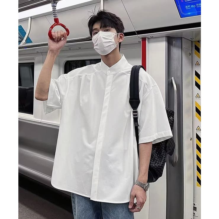 スタンドカラーシャツメンズ 半袖トップス | AsaAura | 詳細画像6 