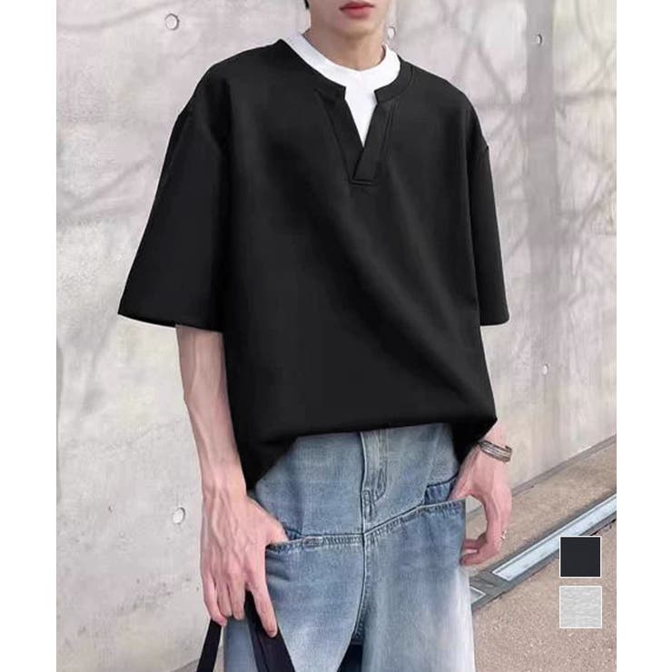 半袖Tシャツ メンズ 重ね着風カットソー | AsaAura | 詳細画像1 