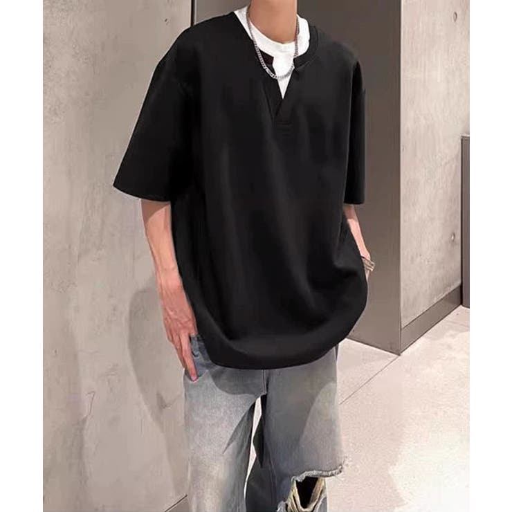 半袖Tシャツ メンズ 重ね着風カットソー | AsaAura | 詳細画像4 
