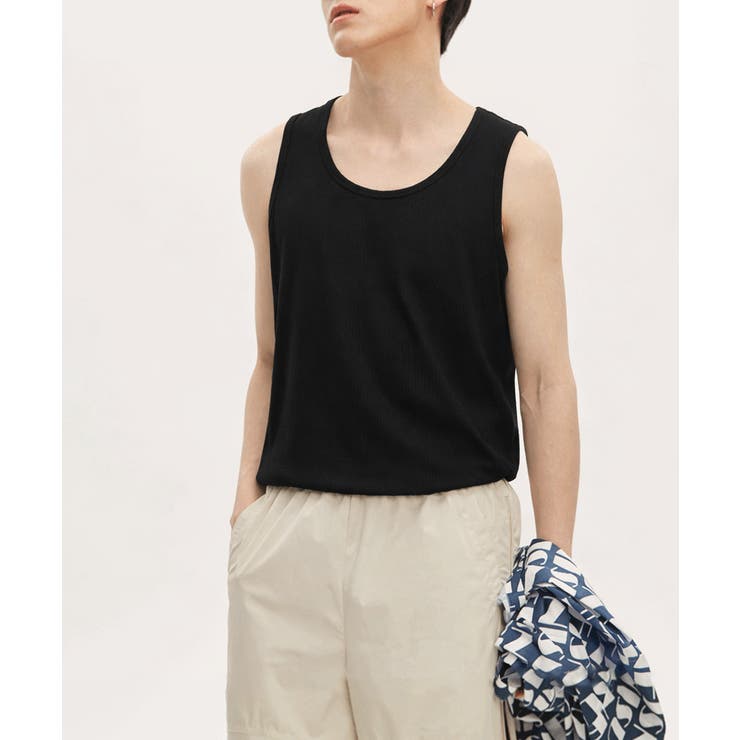 Uネックリブタンクトップメンズトップス夏 | AsaAura | 詳細画像10 