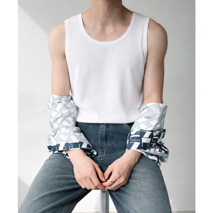 Uネックリブタンクトップメンズトップス夏 | AsaAura | 詳細画像2 