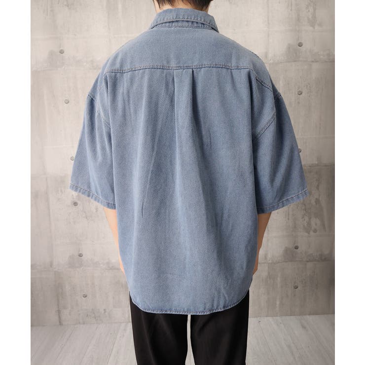 半袖デニムシャツメンズ オーバーサイズ服 | AsaAura | 詳細画像15 