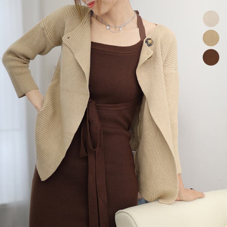 リブニットカーディガン レディース 韓国 | Miniministore | 詳細画像1 