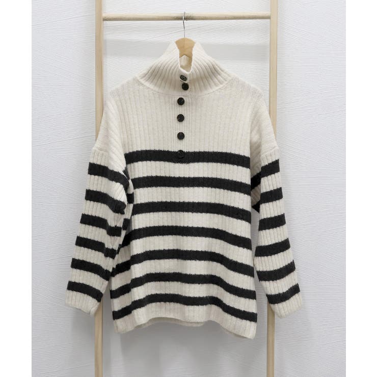 ボーダーニット 韓国 ハイネックトップス | Miniministore | 詳細画像14 