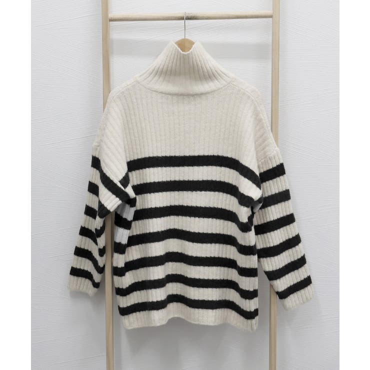 ボーダーニット 韓国 ハイネックトップス | Miniministore | 詳細画像15 