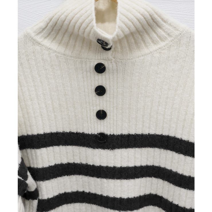 ボーダーニット 韓国 ハイネックトップス | Miniministore | 詳細画像16 