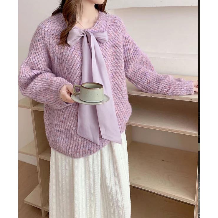 ビッグリボンタイニットプルオーバー韓国風 | Miniministore | 詳細画像14 