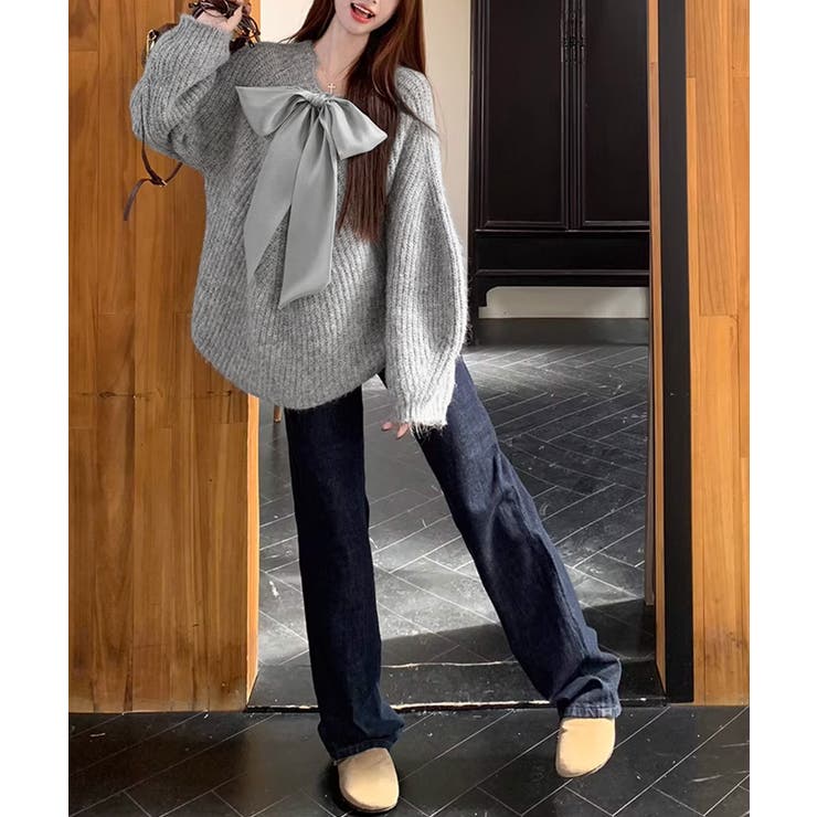 ビッグリボンタイニットプルオーバー韓国風 | Miniministore | 詳細画像17 