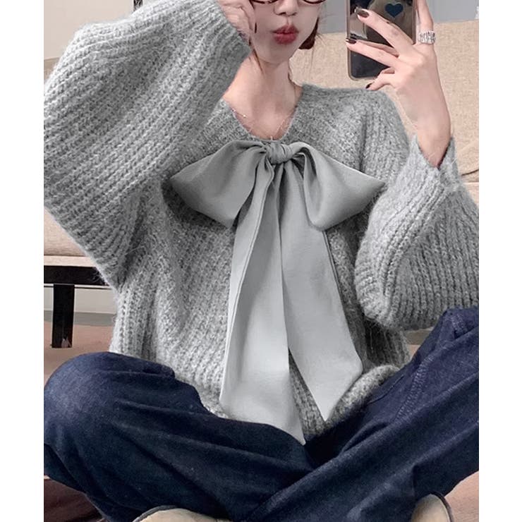 ビッグリボンタイニットプルオーバー韓国風 | Miniministore | 詳細画像20 