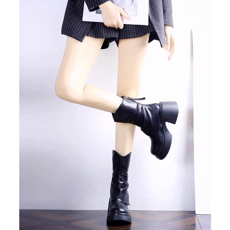 厚底ショートブーツ 太ヒール 韓国秋冬靴 | Miniministore | 詳細画像3 