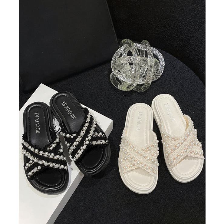厚底サンダル パール付き クロスサンダル | Miniministore | 詳細画像12 