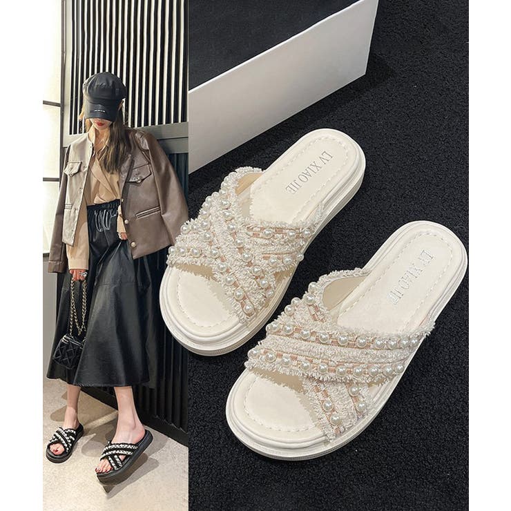 厚底サンダル パール付き クロスサンダル | Miniministore | 詳細画像8 