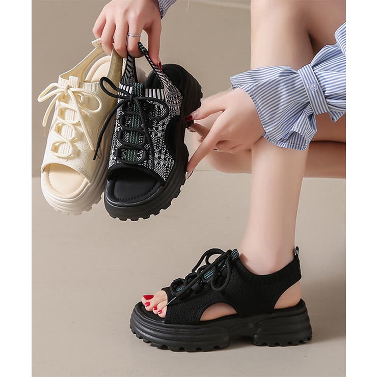 レディース 厚底サンダル スポーツサンダル 韓国系 3色 hnshoes06_down.jpg