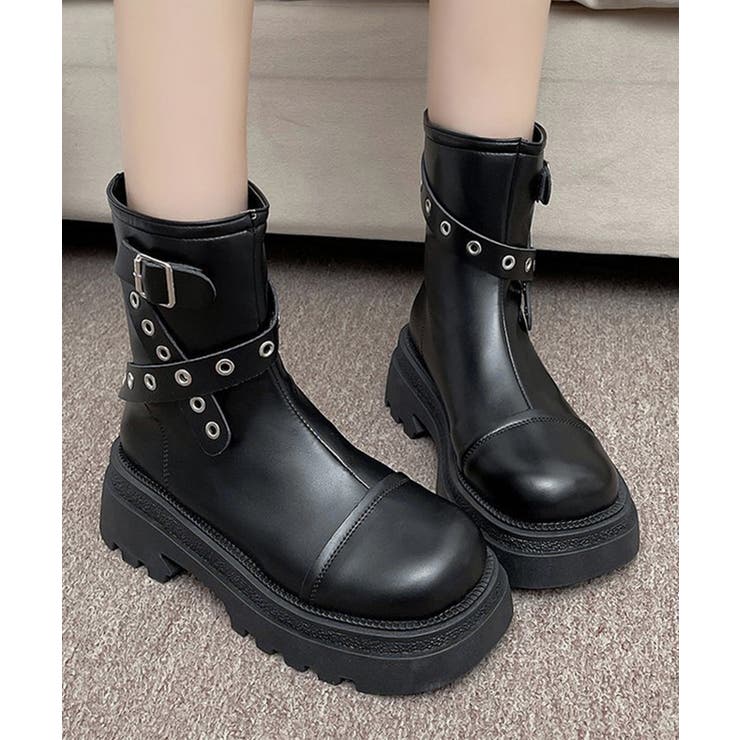 厚底ショートブーツレディースベルトブーツ | Miniministore | 詳細画像4 