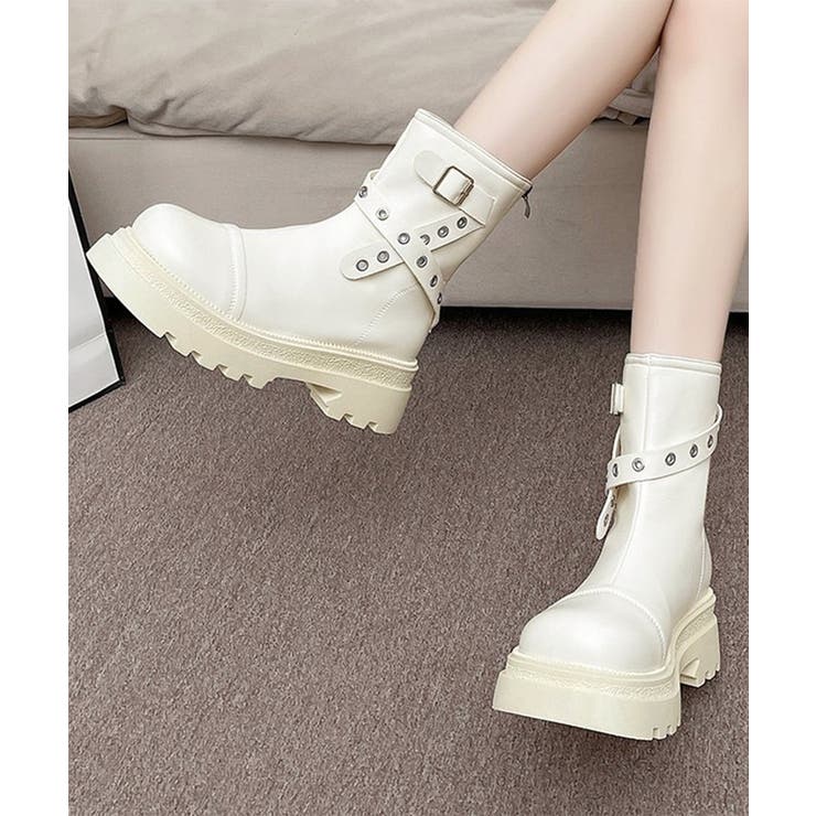 厚底ショートブーツレディースベルトブーツ | Miniministore | 詳細画像7 