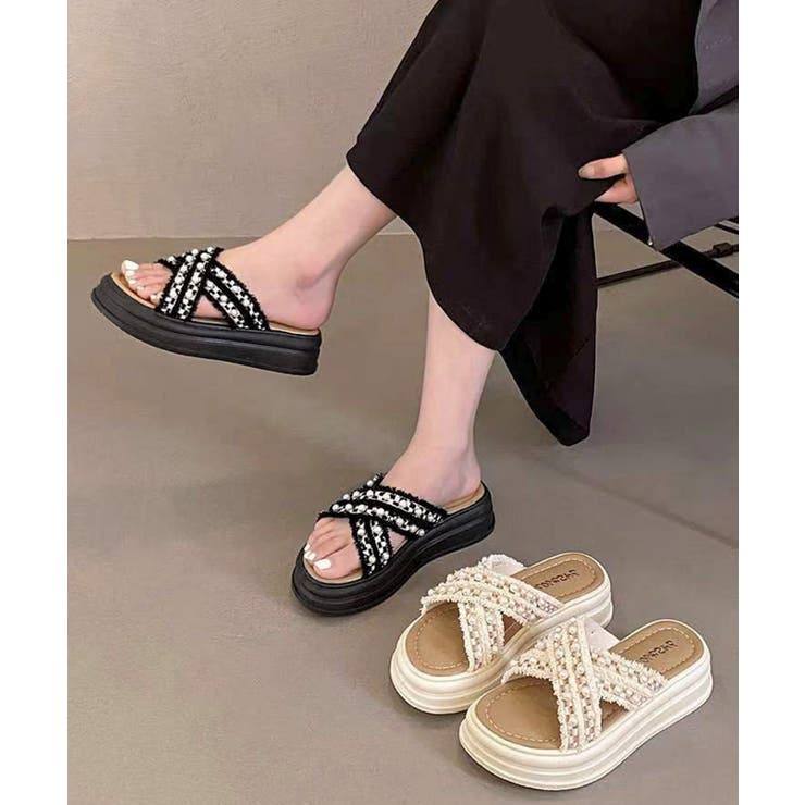 厚底サンダルパール付クロスサンダル韓国風 | Miniministore | 詳細画像1 