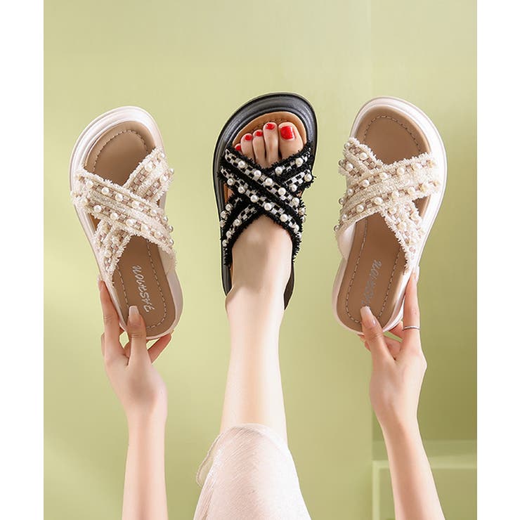 厚底サンダルパール付クロスサンダル韓国風 | Miniministore | 詳細画像13 