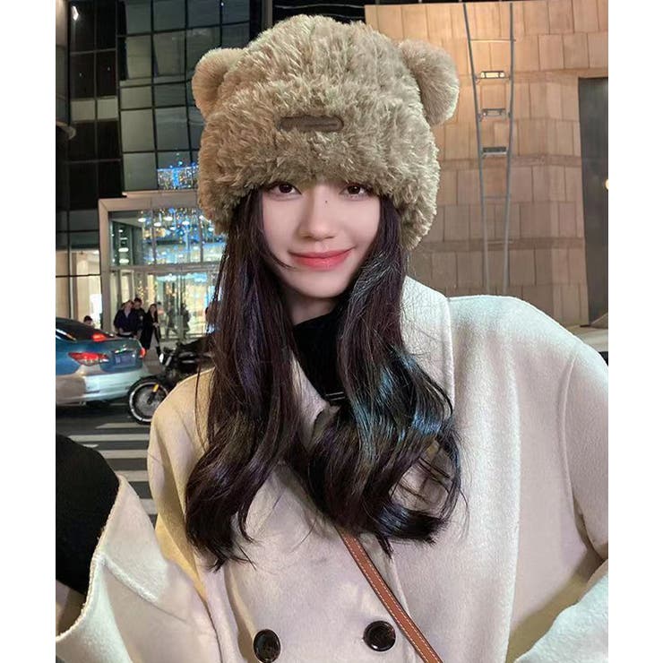 くま耳帽子 ボアハット 韓国 暖かい帽子[品番：II000011170 
