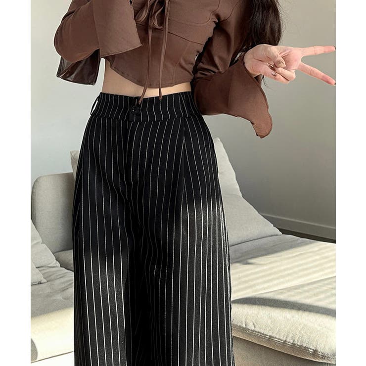 ストライプワイドパンツ春夏秋ロングパンツ | Miniministore | 詳細画像4 