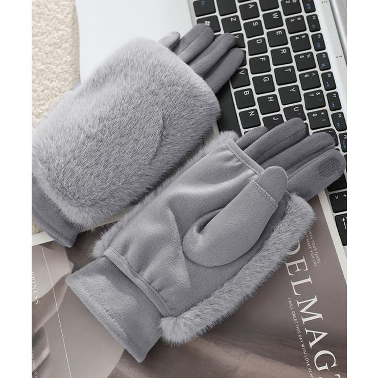 タッチパネル対応ファー付き手袋スエード調 | Miniministore | 詳細画像14 