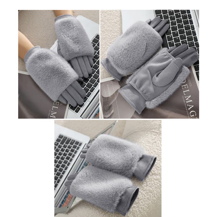 タッチパネル対応ファー付き手袋スエード調 | Miniministore | 詳細画像15 