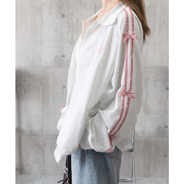 リボン付きスウェットジップアップパーカー | Miniministore | 詳細画像12 