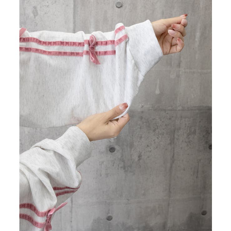 リボン付きスウェットジップアップパーカー | Miniministore | 詳細画像13 