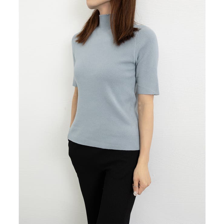 モックネック ニットトップス 五分袖韓国 | Miniministore | 詳細画像15 