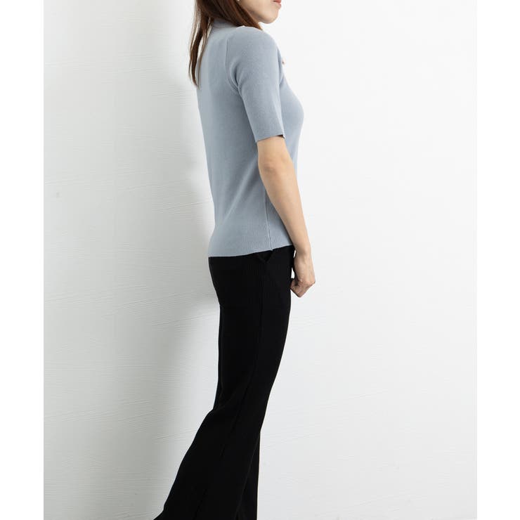 モックネック ニットトップス 五分袖韓国 | Miniministore | 詳細画像16 