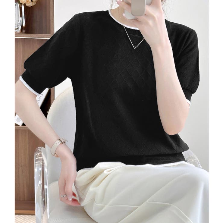 パイピング サマーニット レディース半袖 - Tシャツ・カットソー/トップス - miniministore(ミニミニストア) -  レディースファッション通販リュリュモール