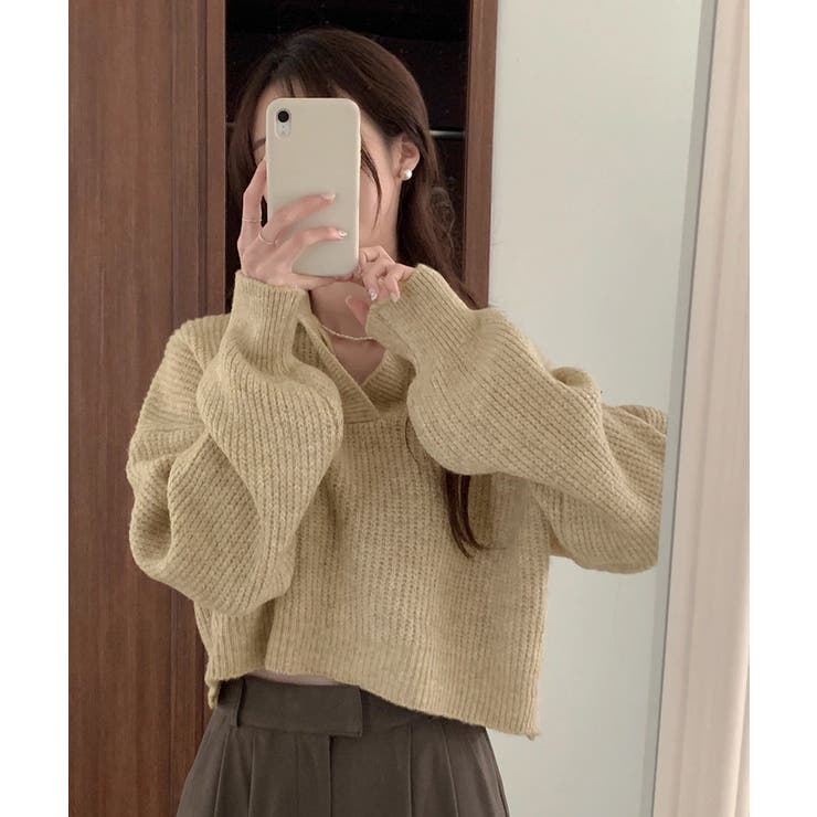 スキッパーニットvネック 襟付きセーター | Miniministore | 詳細画像10 