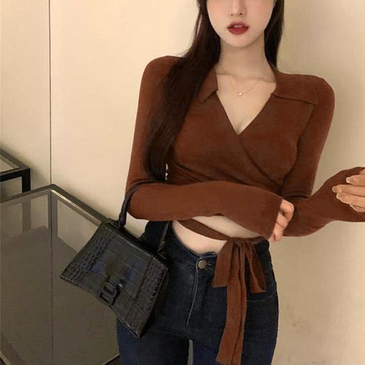 カシュクールニット 着やせトップス 韓国 | Miniministore | 詳細画像10 