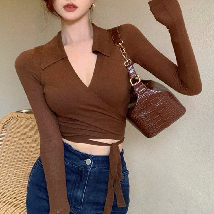 カシュクールニット 着やせトップス 韓国 | Miniministore | 詳細画像13 